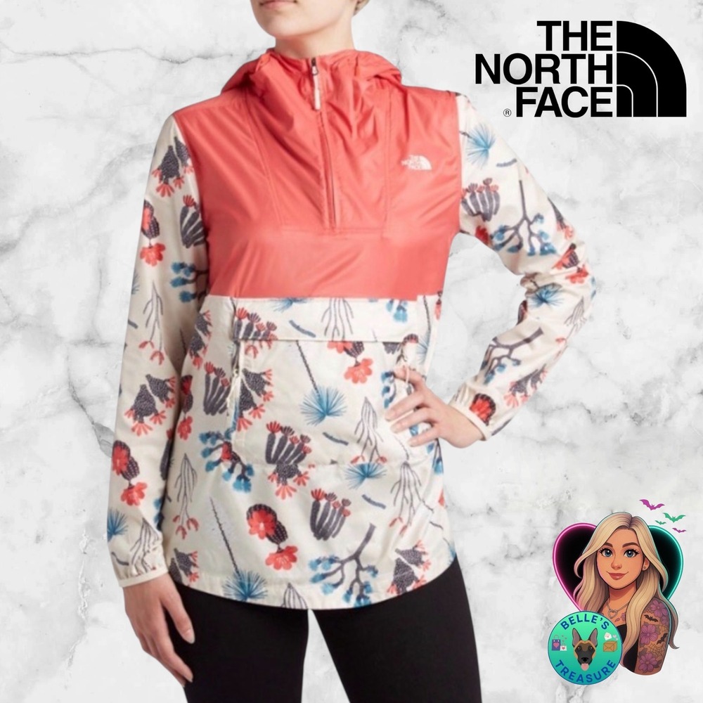 The North Face Women's M Fanorak Windbreaker Jacket Coral Desert Cactus Windwall